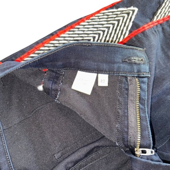 Rag & Bone Raja Midnight Womens Sz 27 Jeans Skinny Denim Boho Tribal Embroidered - Picture 7 of 9